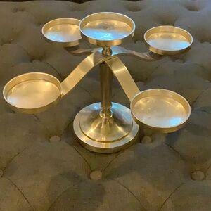 Restoration Hardware 5 candle candelabra. Solver. 9 in tall by 14 in wide.